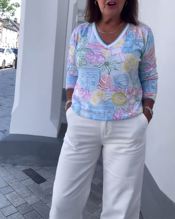 Genser V-Hals Mønstret Mote