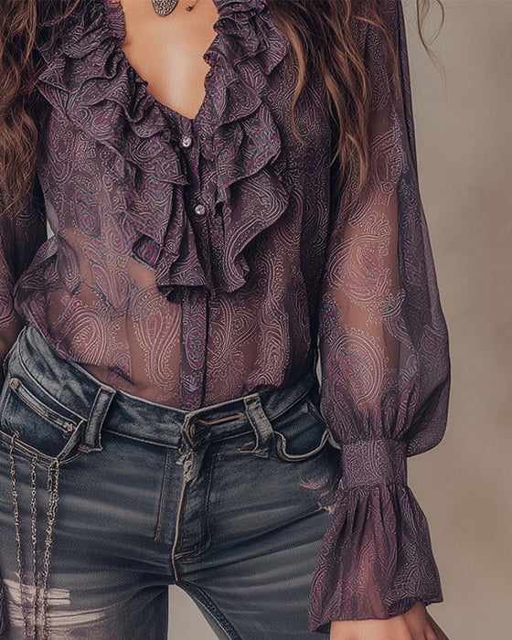 Bluse Lotusprint Puffermet