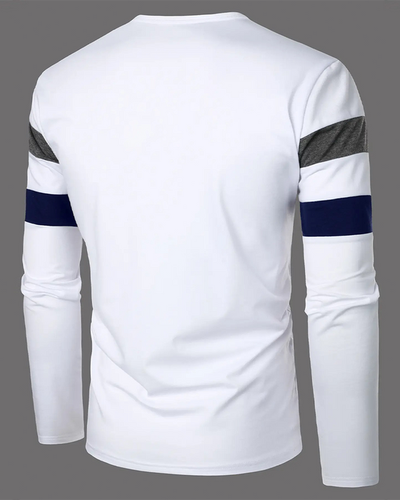 T-Shirt Rundhalset Stripet Langermet Menn