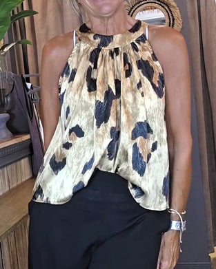 Tanktop Leopardmönstrad Rundhals