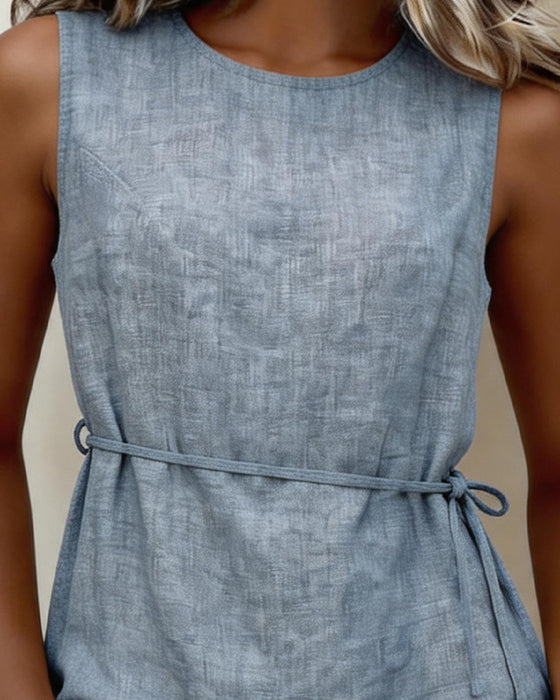 Tank Top Ermeløs Rund Hals Solid