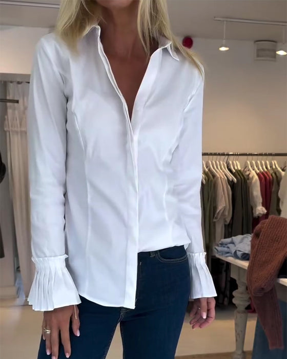 Skjorte Flare Erme Casual Slag