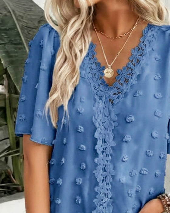 Bluse Sammenføyd Jacquard Rysjeerme