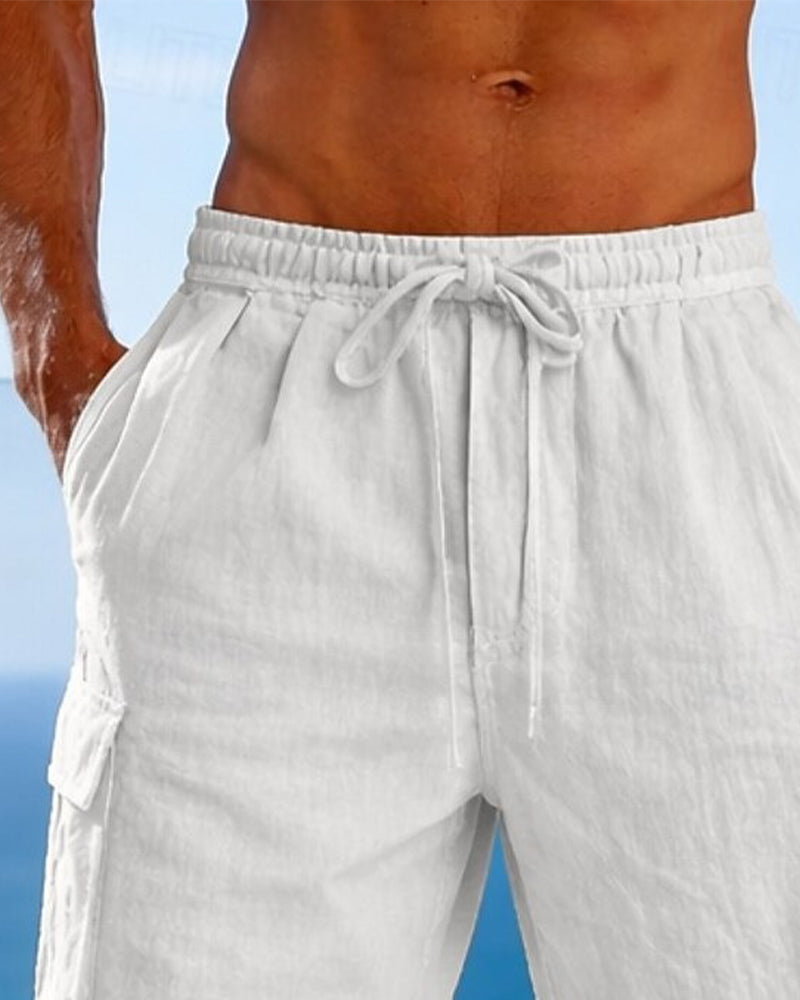 Herrer Bukse Snøre Ensfarget Bredt Ben