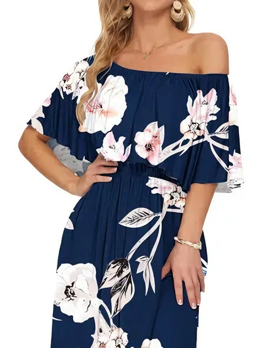 Kjole Elegant Blekkvask Blomstret Maxi