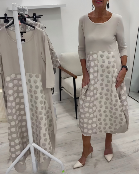 Kjole Rund Hals Prikkete Lappetulipan