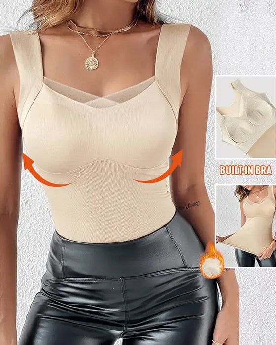 Tank Top Firkantet Hals Solid Innebygd BH