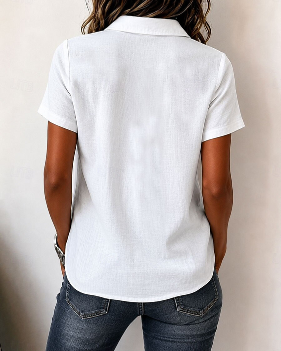 Bluse Slag Treknapp Kort Erme
