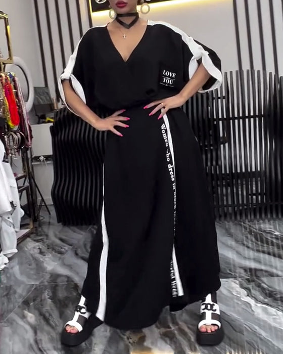 Dress V-Hals Uregelmessig Løse Bukser