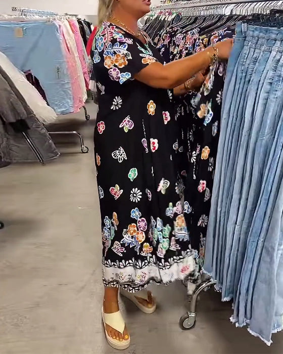 Kjole Oversize Trykt Løs