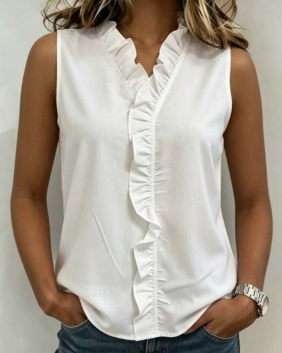 Tank Top Ruffle Ermeløs
