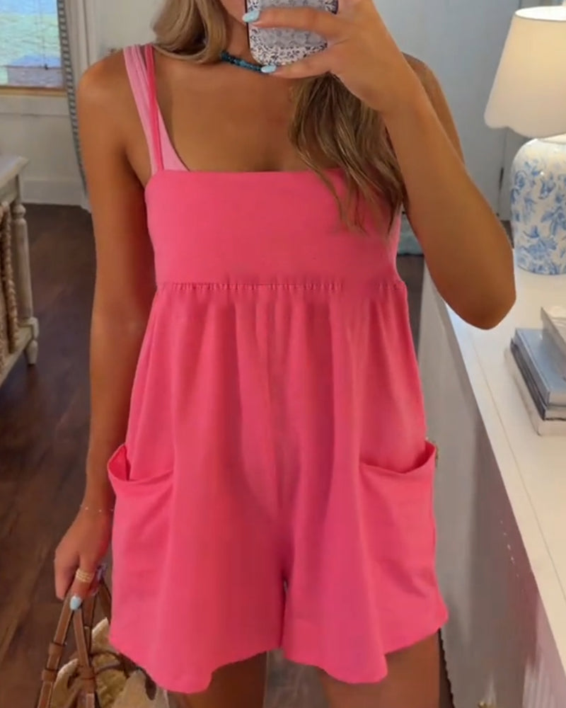 Romper Stroppet Dobbel Lomme Badetøy Coverup