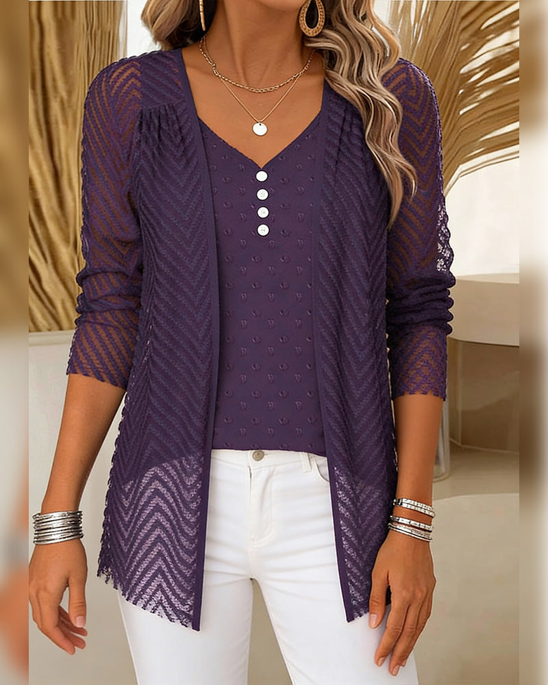 Topp 3d-Blomsterprint To-Delt