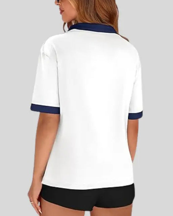 T-Shirt Polo Krage Fargeblokk Kortermet
