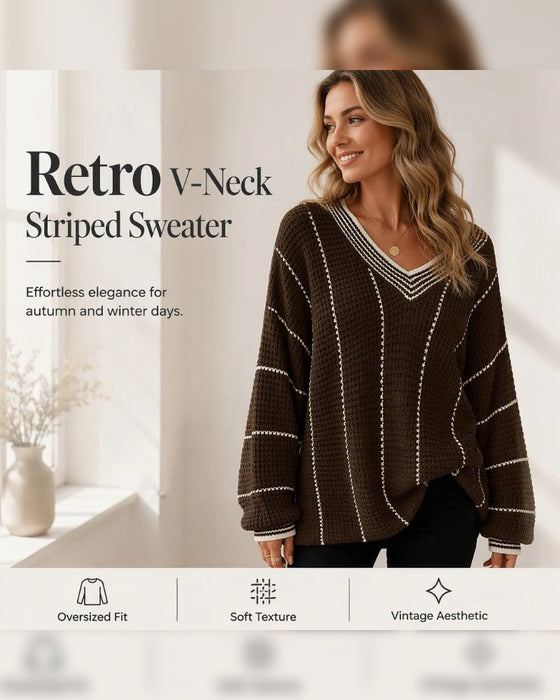 Pullover Genser Avslappnet Loose Fit Stripe