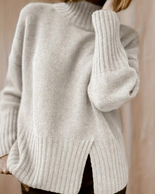 Ensfarget Høyhalset Genser