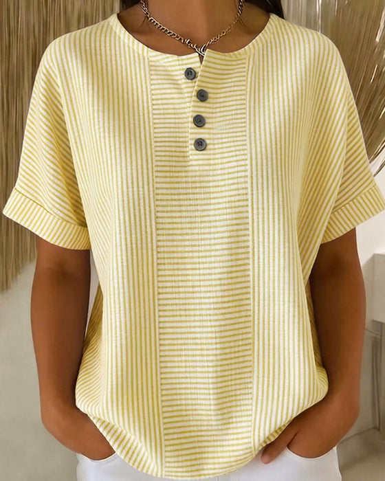 Bluse Rund Hals Kort Erm