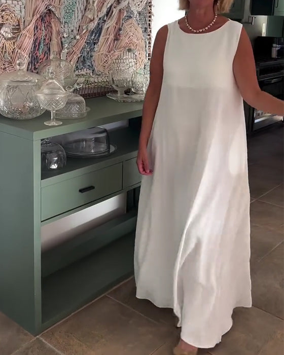 Kjole Ermløs Løs Drapert Lang