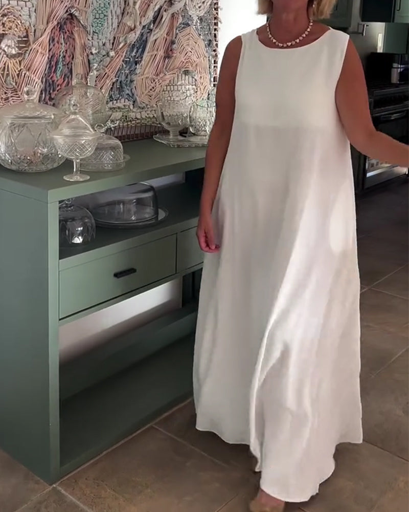 Kjole Ermløs Løs Drapert Lang