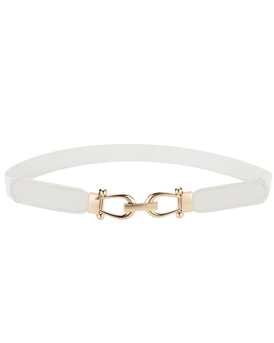 Kvinner Stretch Midjebelte Retro Elastisk Smalt Belte For Damer Med Gullspenne