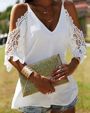 Bluse Off-Shoulder Hul Ensfarget