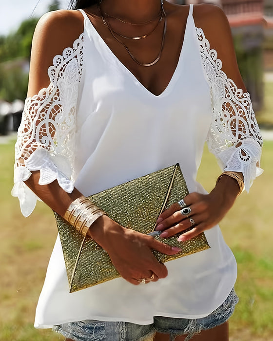 Bluse Off-Shoulder Hul Ensfarget