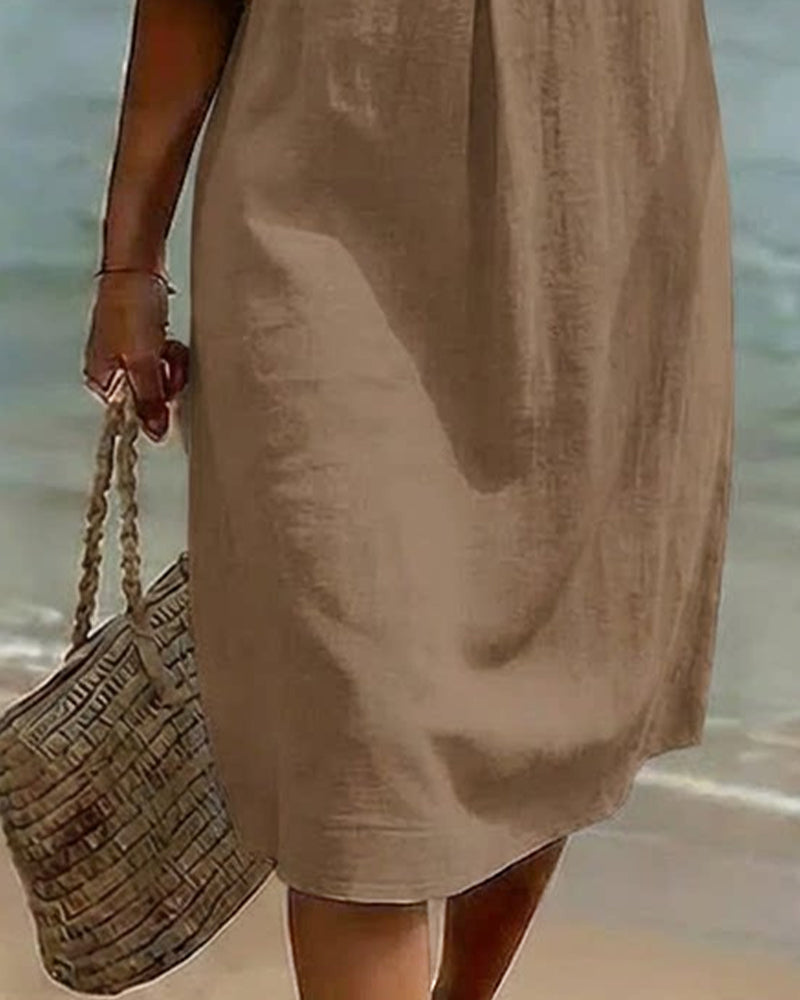 Kjole Knepp Rynkete Erm 100% Bomull