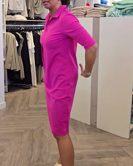 Kjole med Krage Avslappet Ensfarget