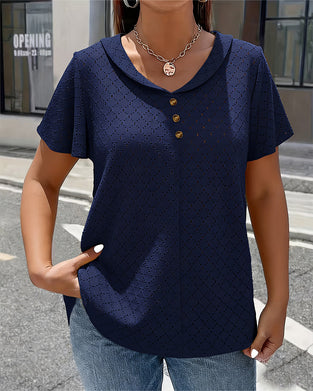 Bluse Utskjæring Peter Pan-Krage Kortsermet