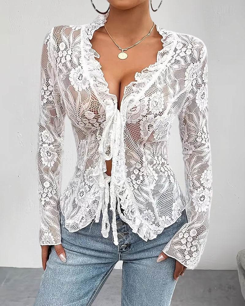 Bluse V-Hals Knyte Blonde