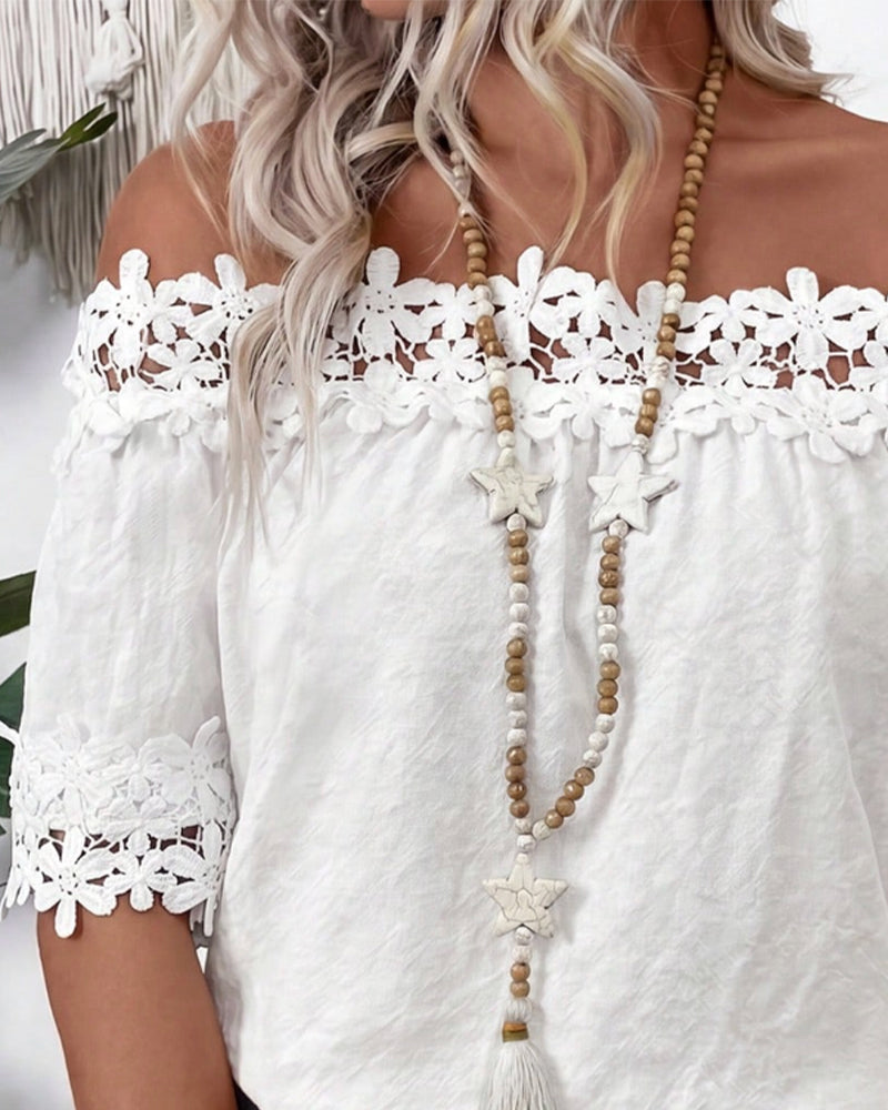 Bluse Blonde Bardot Kort Erme