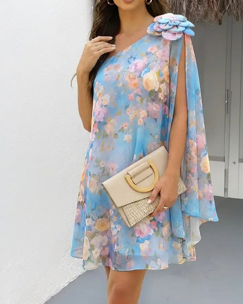 Kjole Kappe Stil Blomstret Trykk