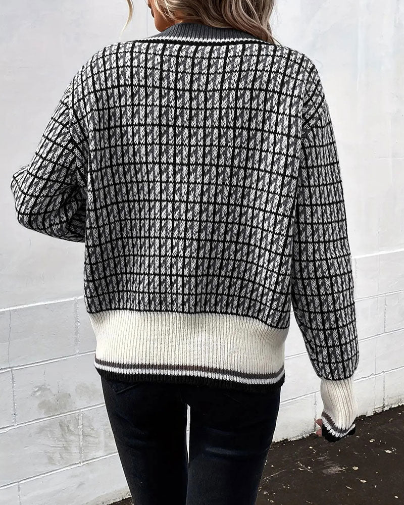Cardigan Vintage Rutet Knapprekke