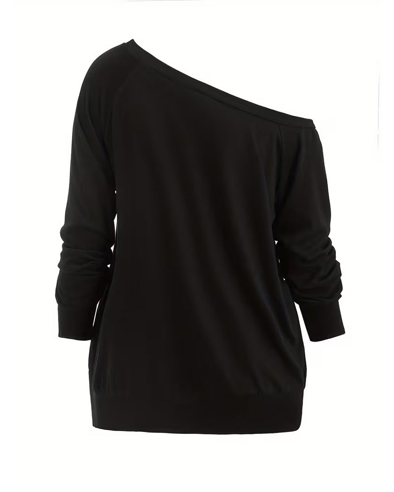 Bluse Stilig En-Skulder Knyte