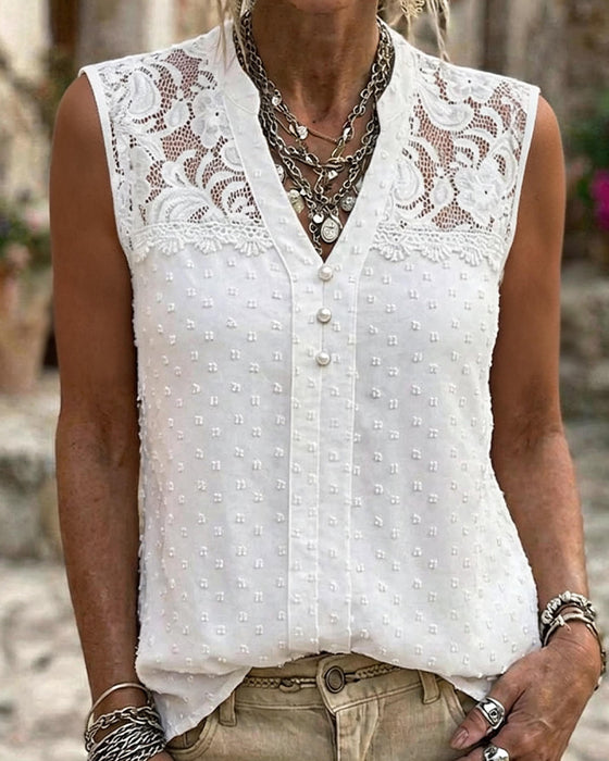 Tank Top Blonde Jacquard Ermeløs