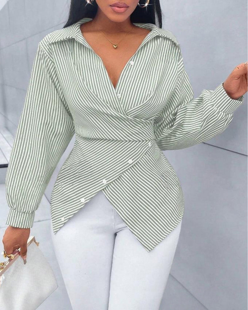 Bluse Stripe Slips Lang Erme