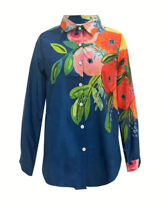 Bluse Trykt Ståkkrage