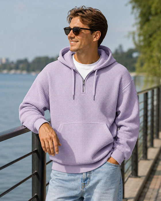 Hoodie Herre Solid Glidelås Pullover