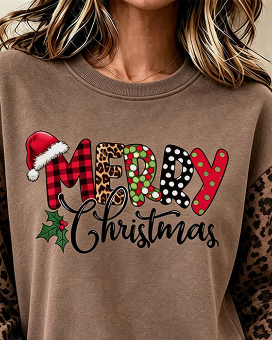 Sweatshirt Rund Hals Leopardtrykk
