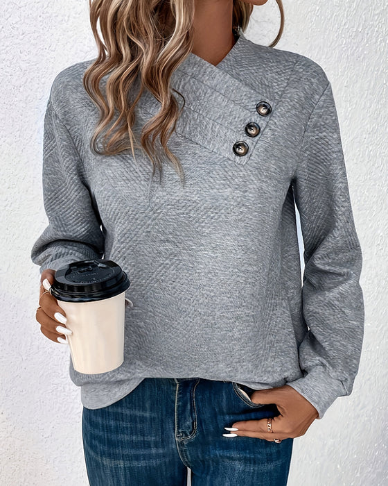 Asymmetrisk Sweatshirt I Rutemønster Med Lange Ermer