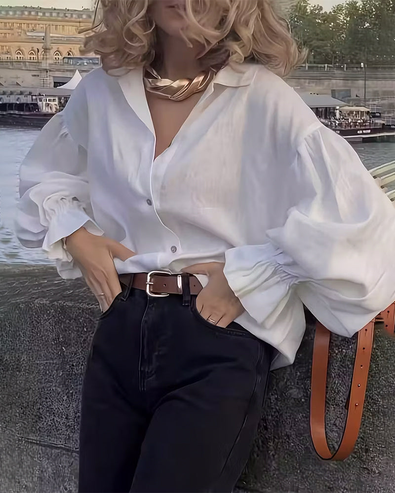 Skjorte Løs Passform Rysj Skuldererm