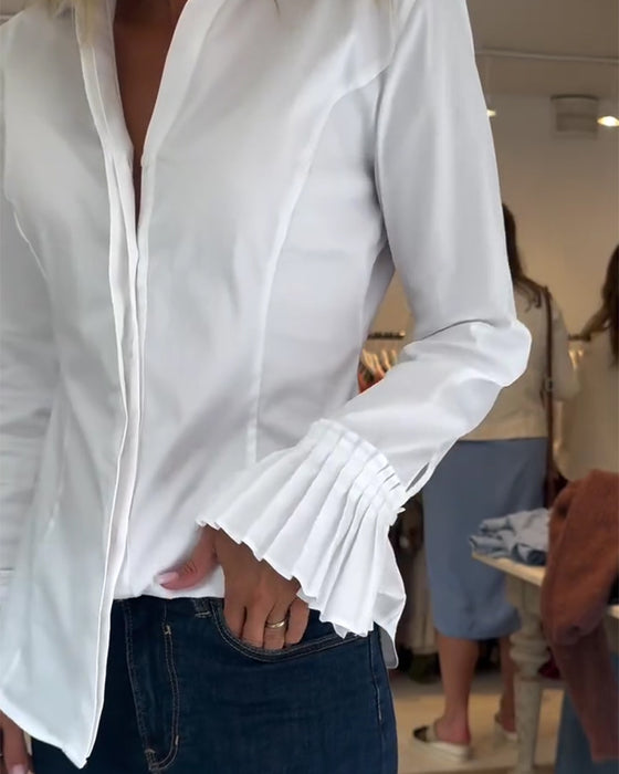 Skjorte Flare Erme Casual Slag