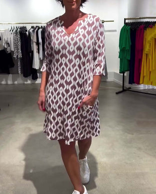 Kjole Ståkrage Midilengde Trykt