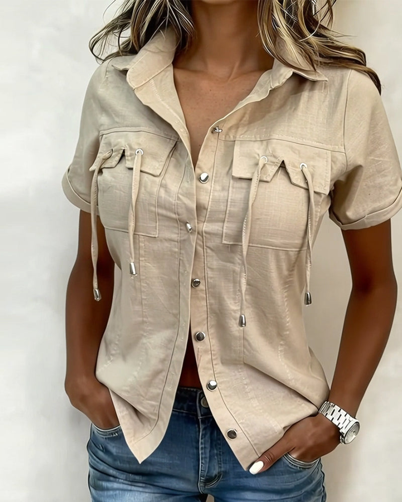 Bluser Snørefast Lomme Kortsermet