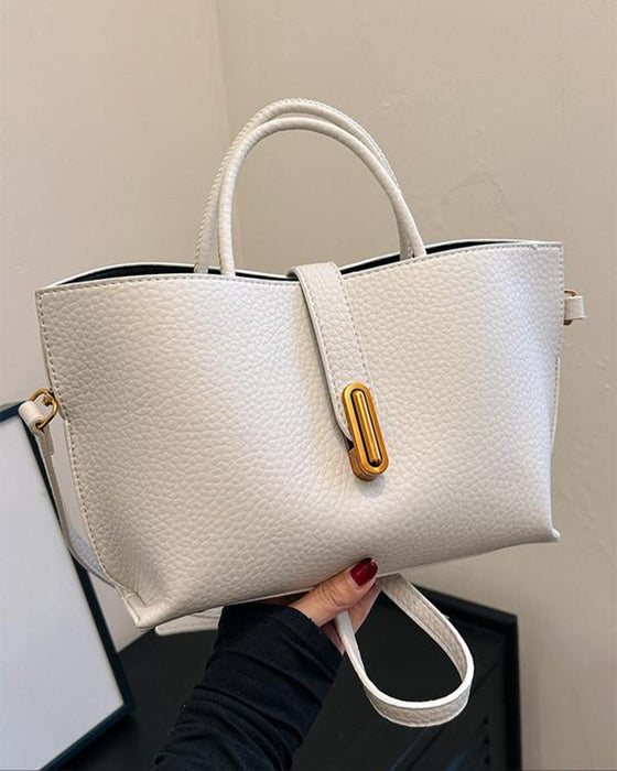 Kvinne Elegant Ensfarget Fransk Stil Håndveske