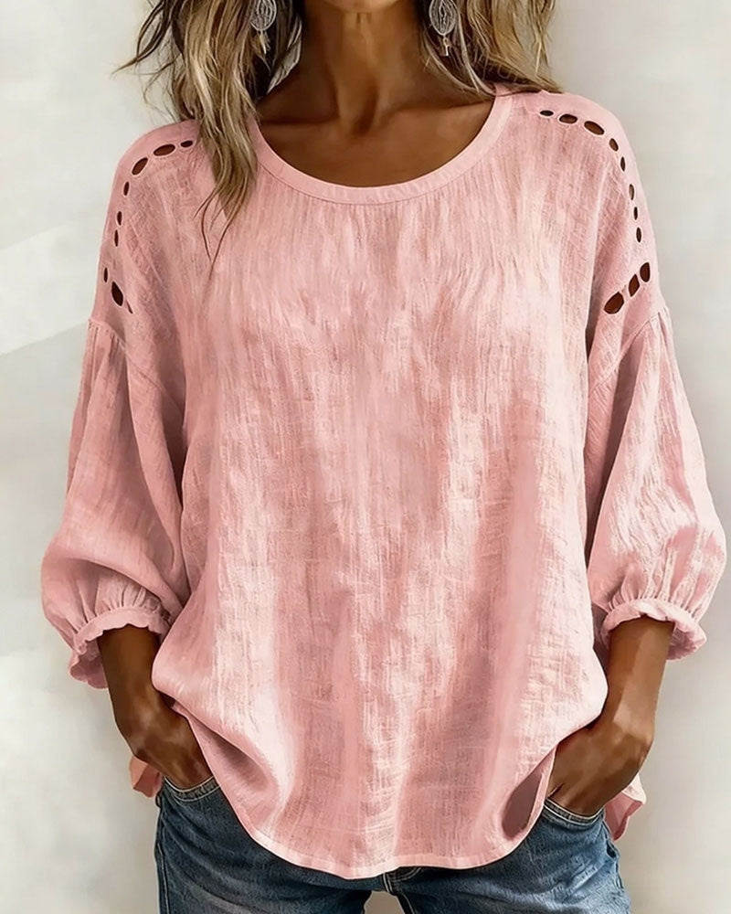 Bluse Hull Bomull Og Lin