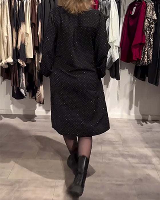 Kjole Med Lanterneermer Med Diamanttrykk