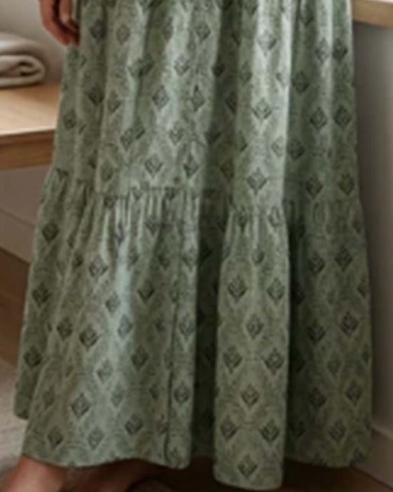 Kjole Vintage V-Hals Blomstret