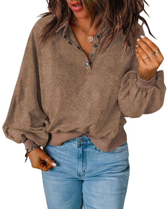 Sweatshirt Slag Knapp Solid
