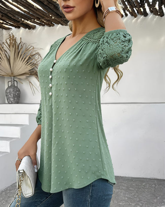 Bluse Blonder Patchwork 3D Blomstrende